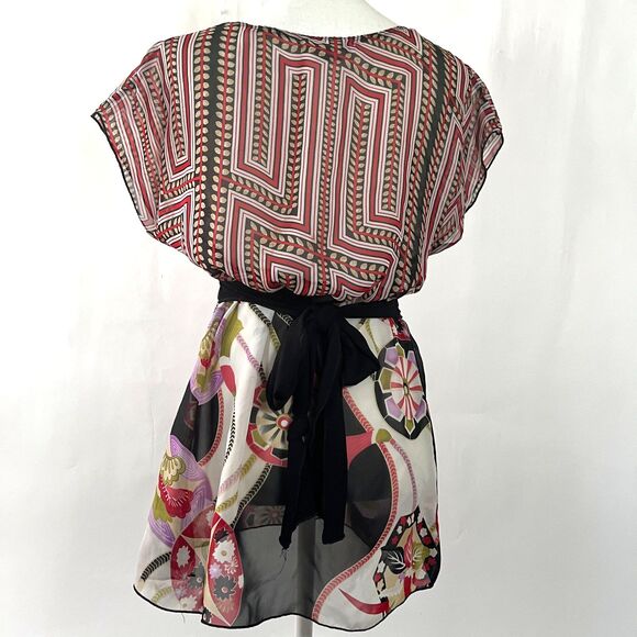 Y2K‎ Babydoll Top Charlotte Russe Medium Sheer Floral Paisley Boho Asian Twee - Picture 3 of 11